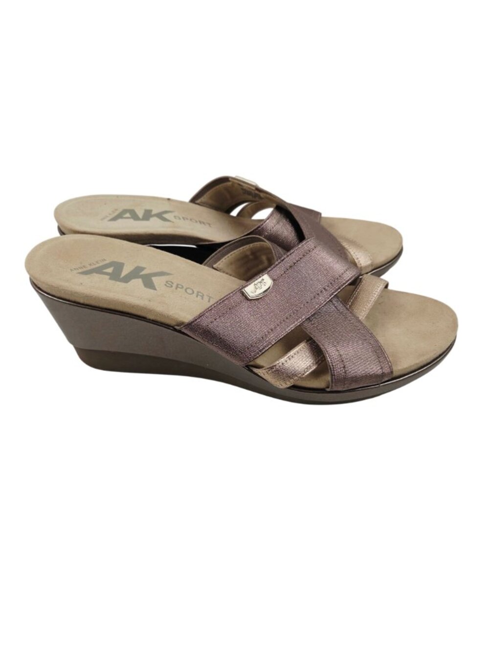 Anne Klein AK Sport Womens Wedge Sandals Metallic Straps Bronze Size 9.5M Peggy - Picture 7 of 12